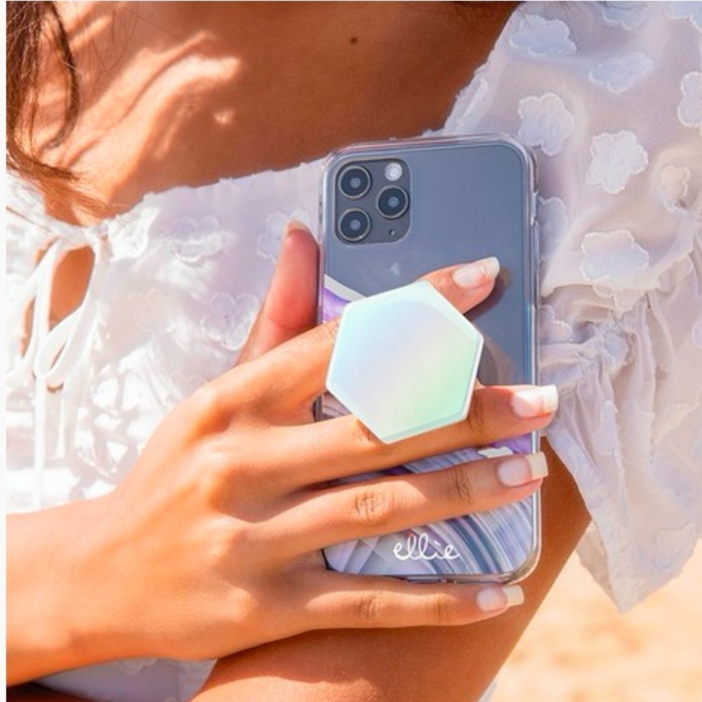 ⛱️Ellie Rose - Clear Holographic iPhone 13 Pro Phone Holder Case - OS